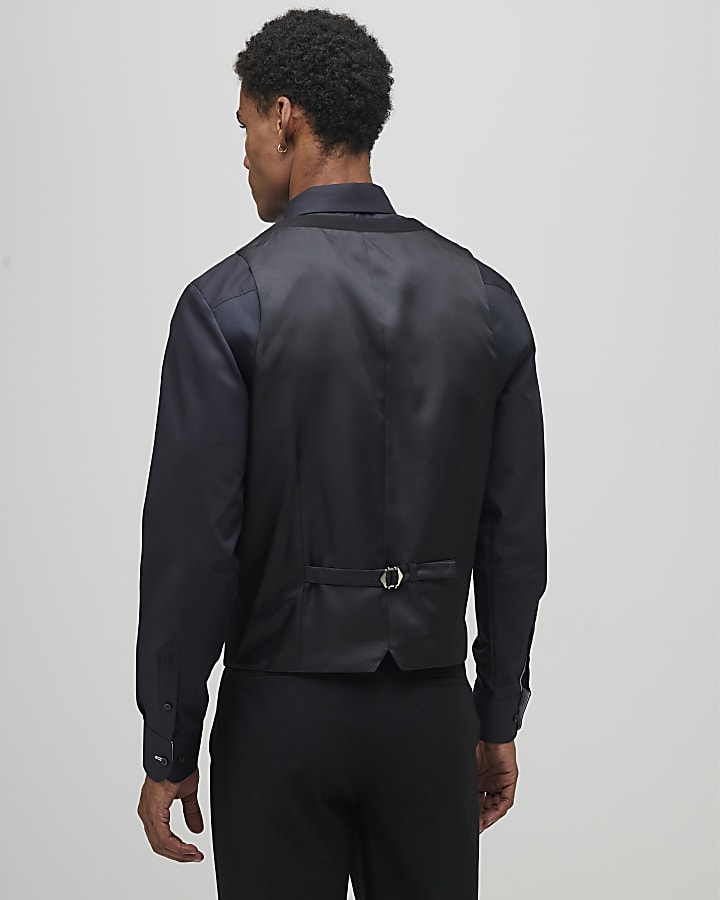River Island Black Slim Fit Waistcoat