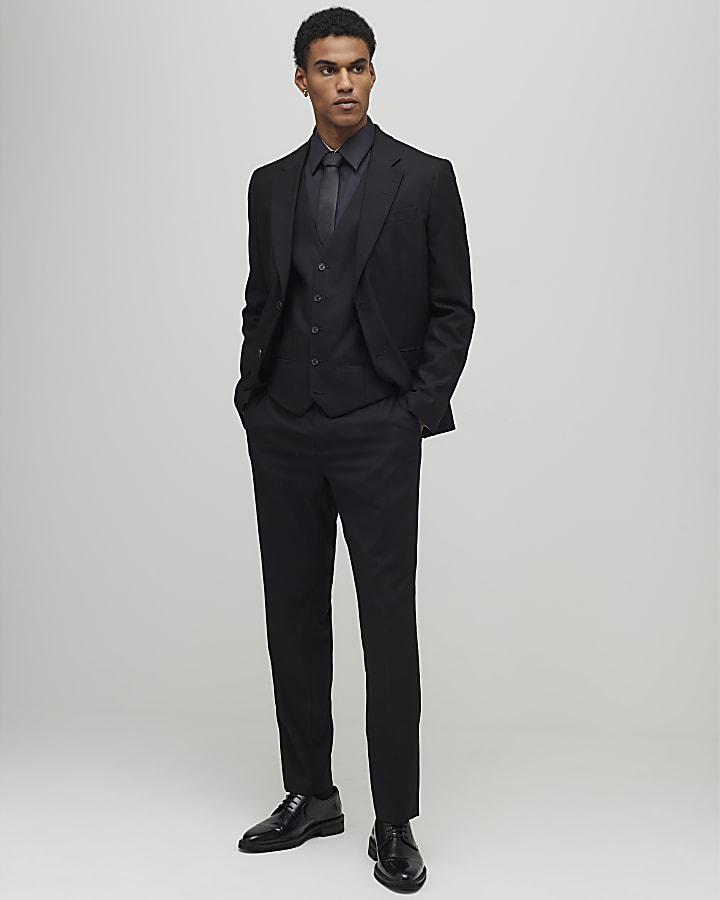 River Island Black Slim Fit Waistcoat