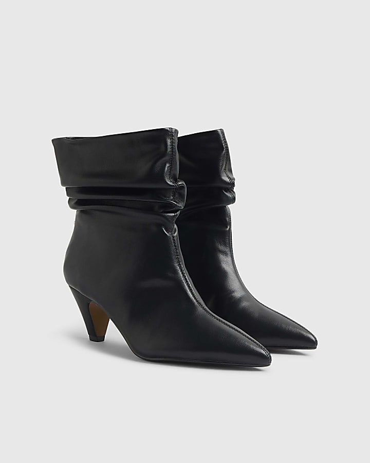 River Island Black Slouch Heeled Ankle Boots