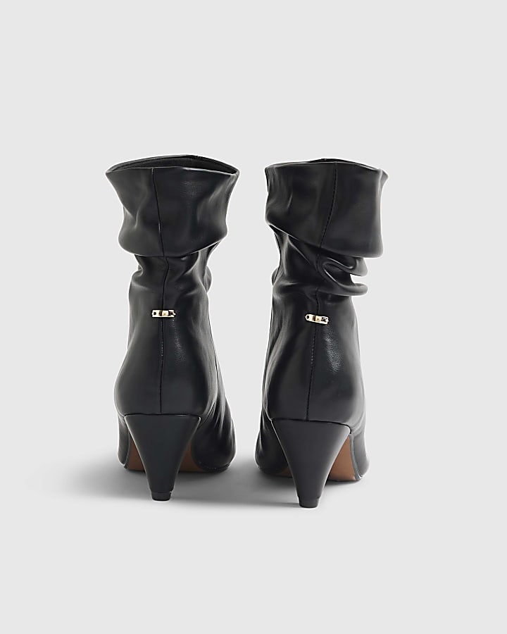 River Island Black Slouch Heeled Ankle Boots