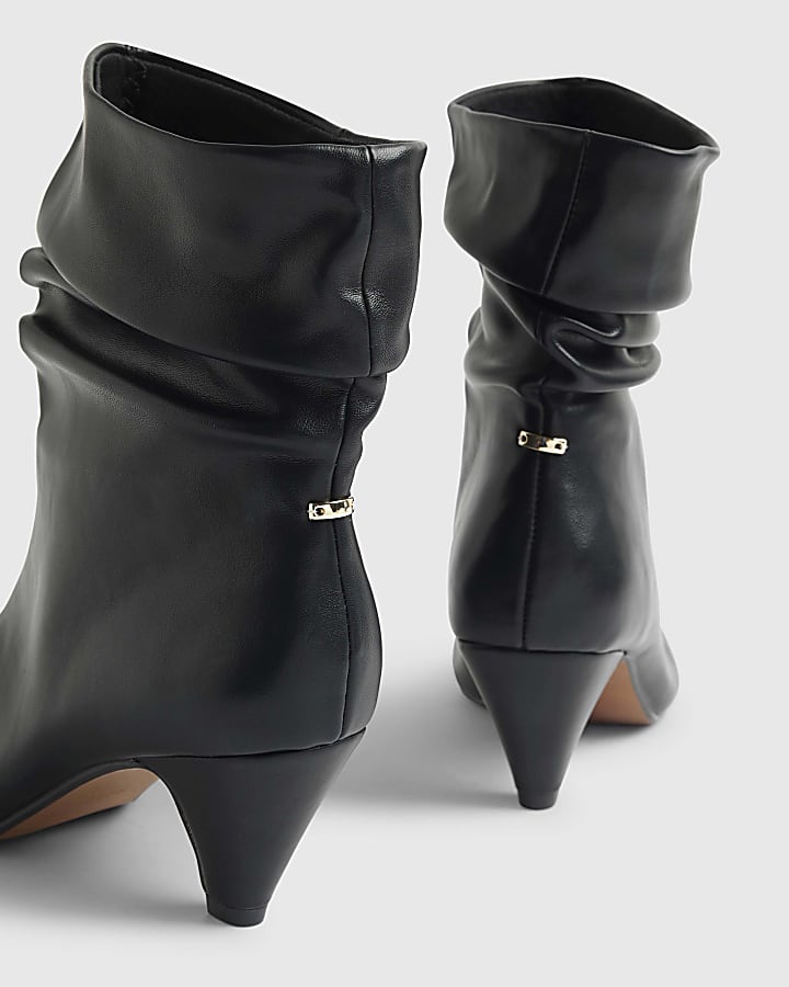River Island Black Slouch Heeled Ankle Boots