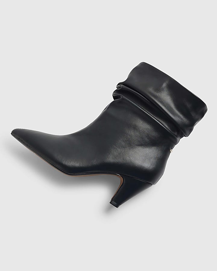 river island Black Slouch Heeled Ankle Boots