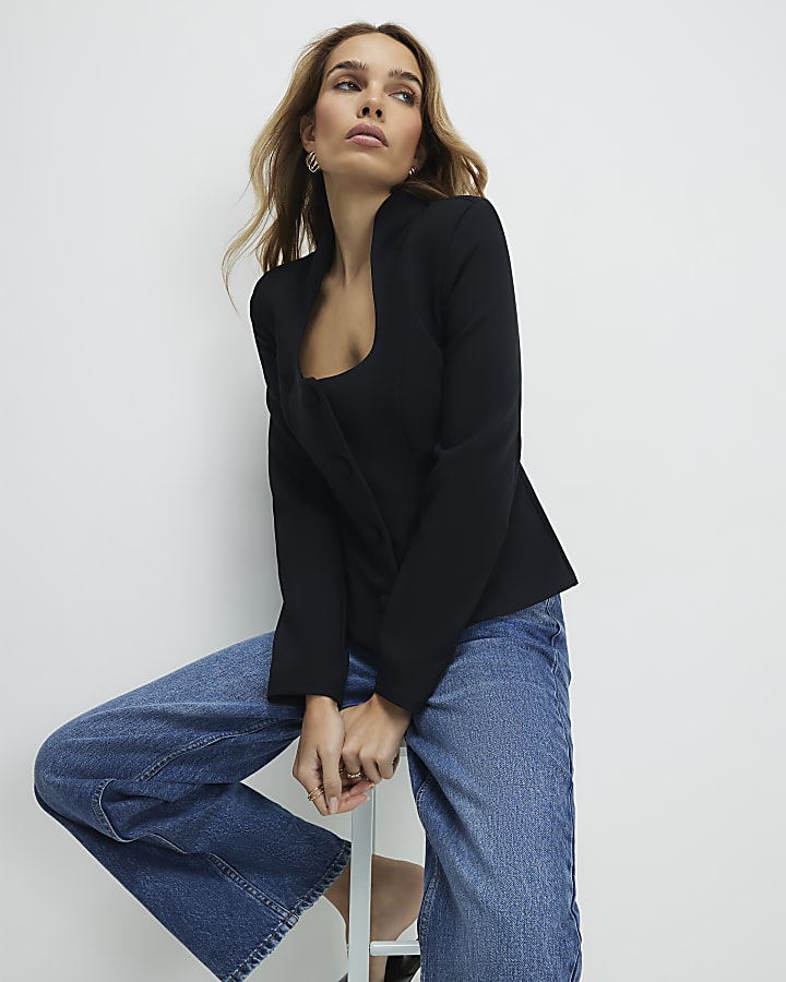River Island Black Square Neck Jacket