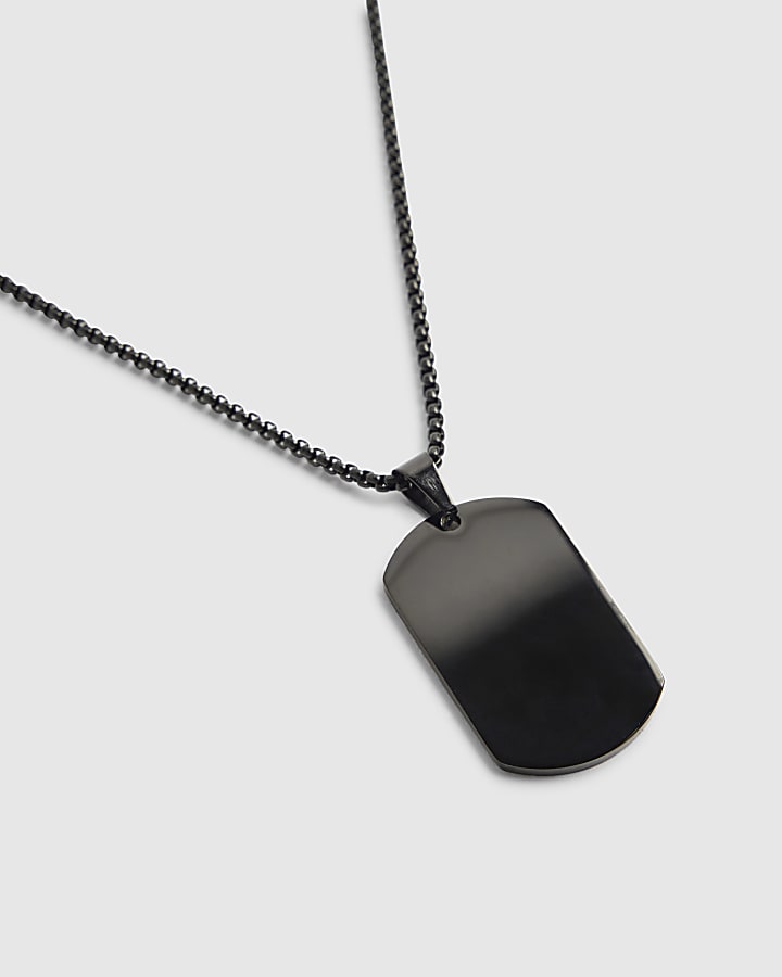 River Island Black Steel Black Tag Necklace