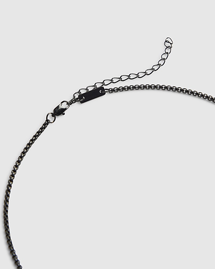 River Island Black Steel Black Tag Necklace