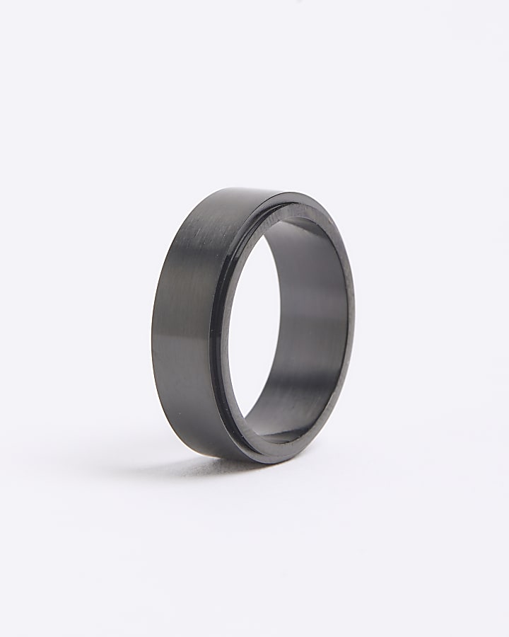 river island Black Steel Ring