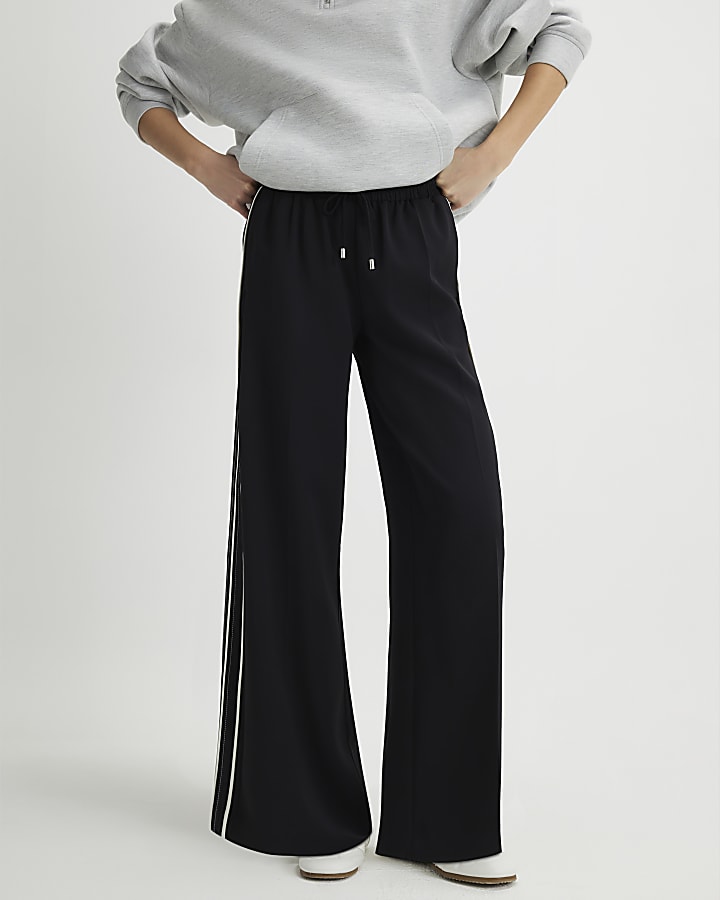 River Island Black Stitch Side Stripe Joggers