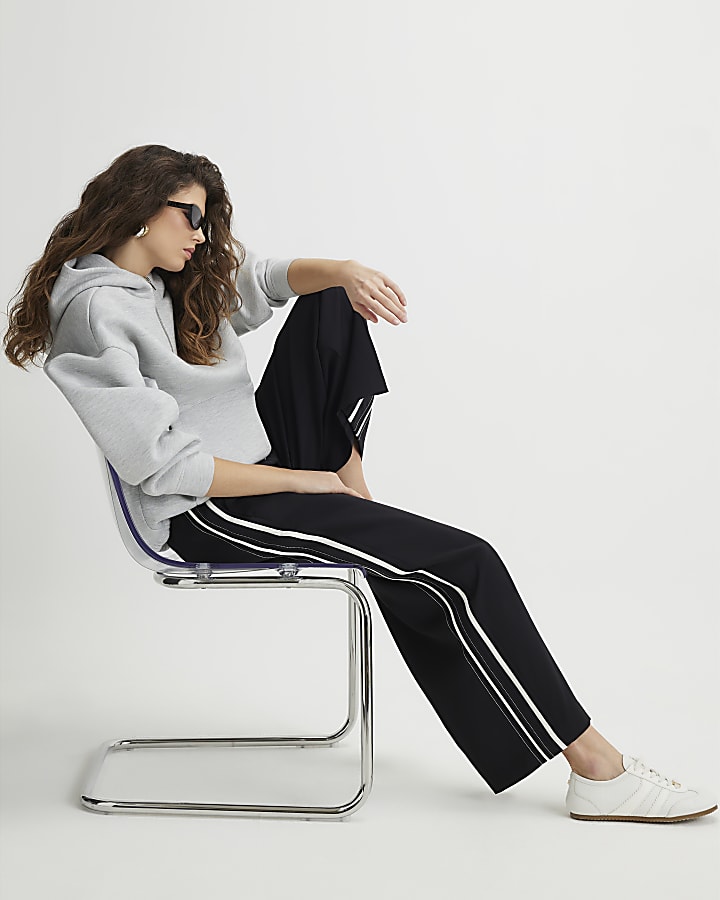 River Island Black Stitch Side Stripe Joggers