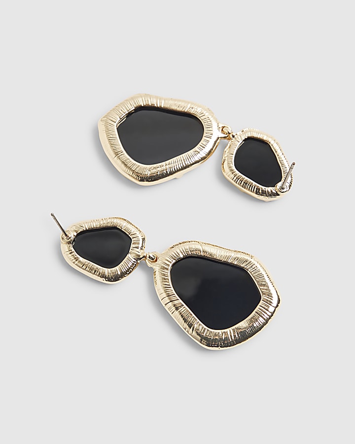 river island Black Stone Drop Earrings