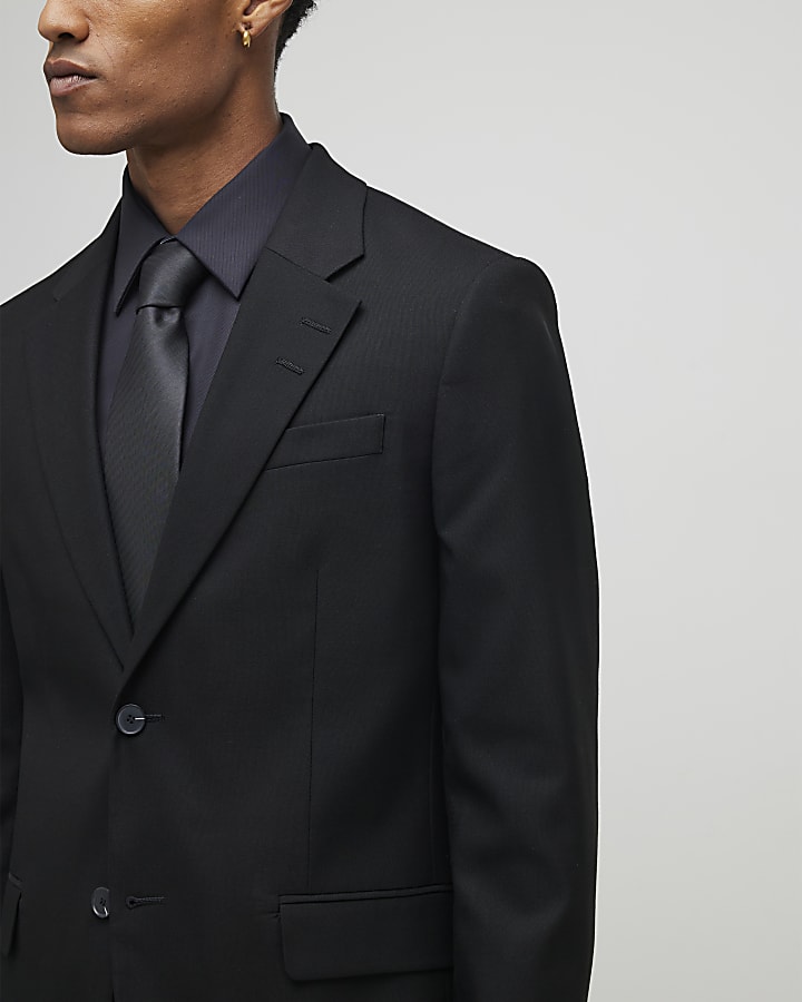 River Island Black Stretch Slim Fit Suit Jacket