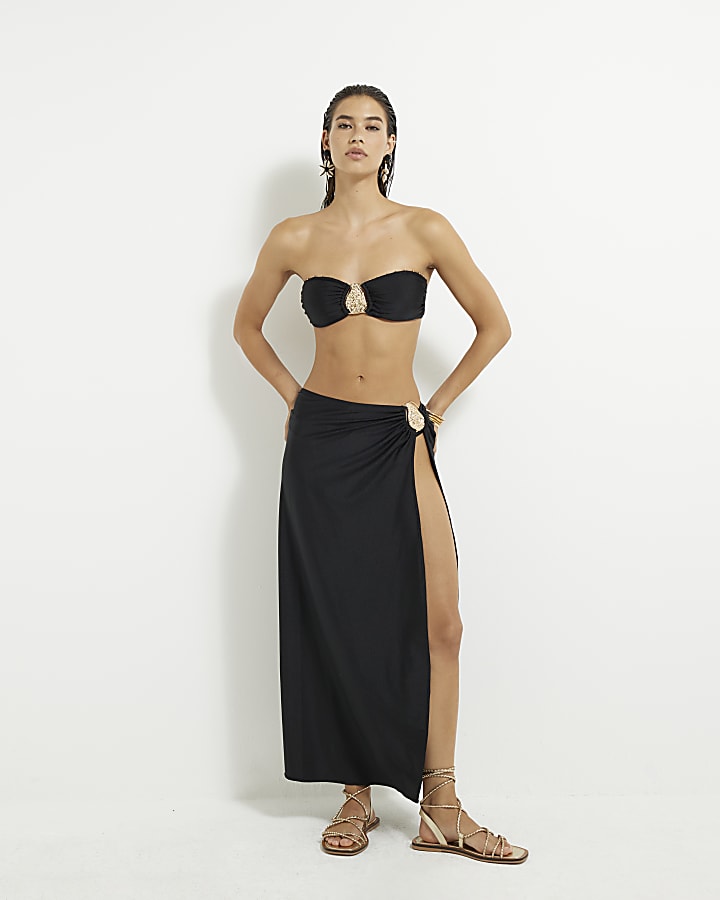 River Island Black Studded Bandeau Bikini Top