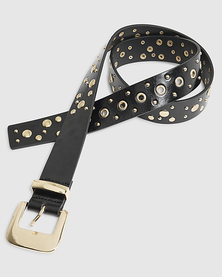 river island Black Studded Belt