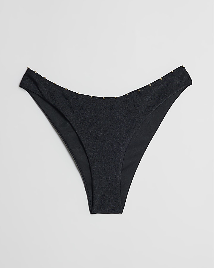 river island Black Studded Bikini Bottoms