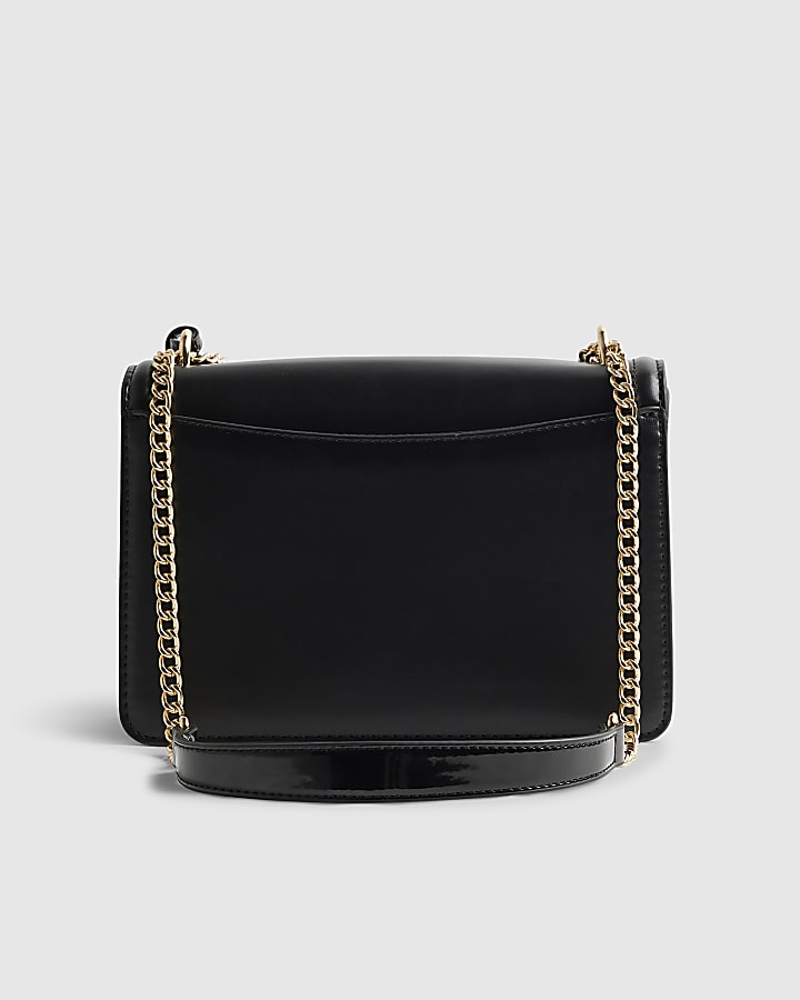 River Island Black Tab Front Chain Shoulder Bag