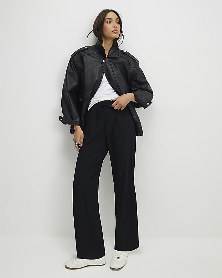 River Island Black Tailored Elasticated Joggers