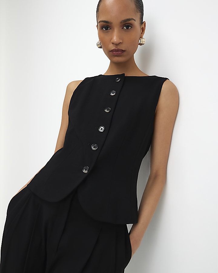 River Island Black Tailored Waistcoat