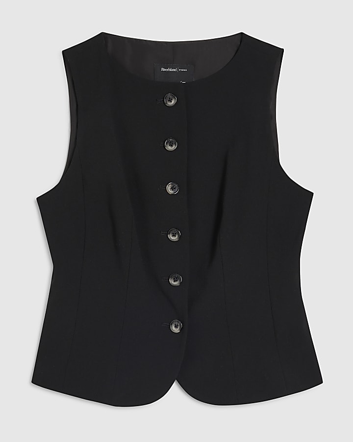 river island Black Tailored Waistcoat