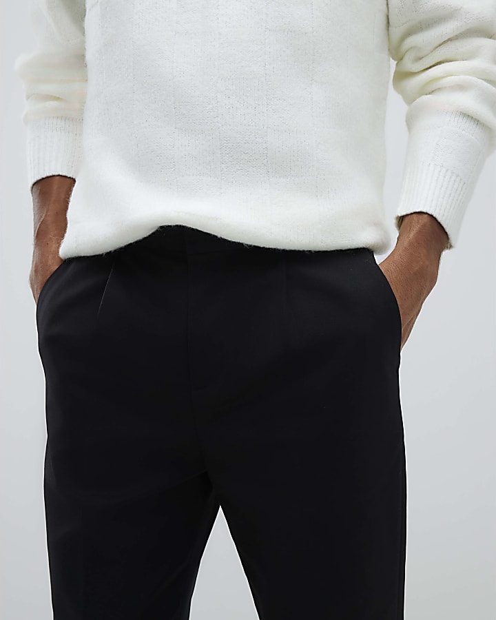 River Island Black Tapered Fit Chino Trousers