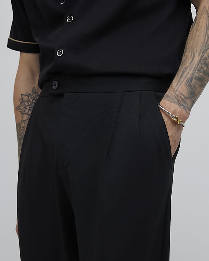 River Island Black Tapered Fit Ponte Trousers