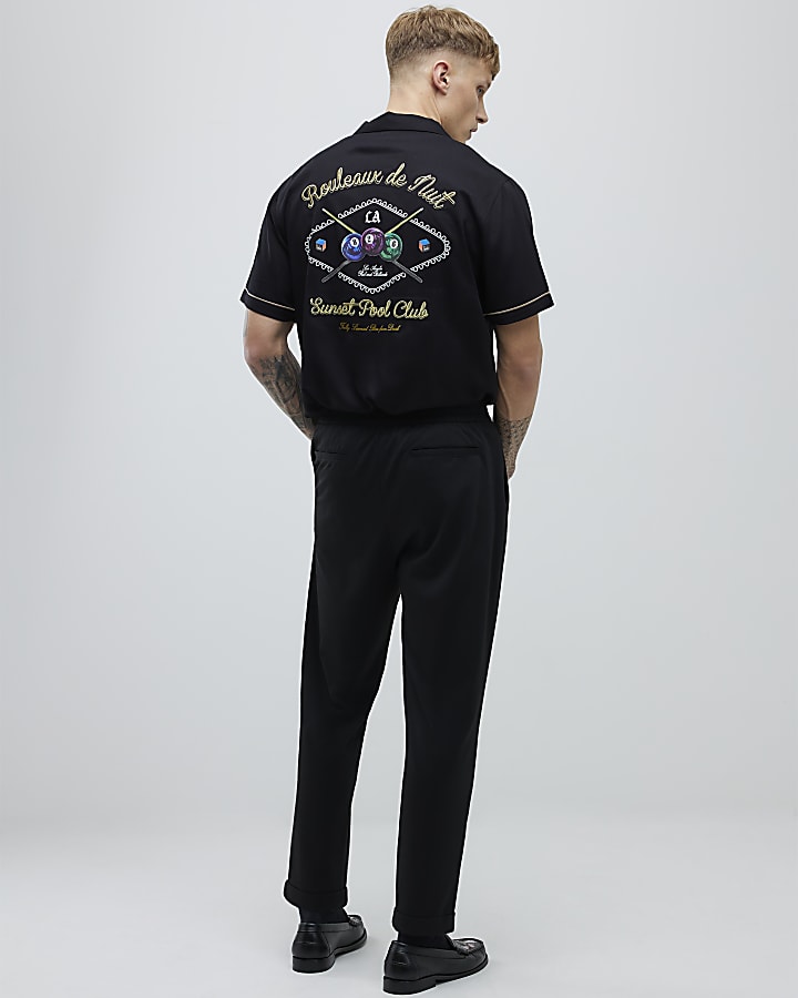 river island Black Tapered Fit Ponte Trousers