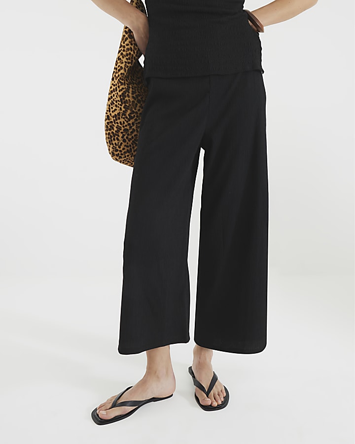 river island Black Textured Pull On Culottes