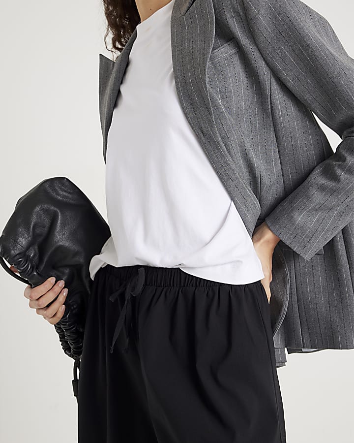 River Island Black Tie Waist Balloon Trousers