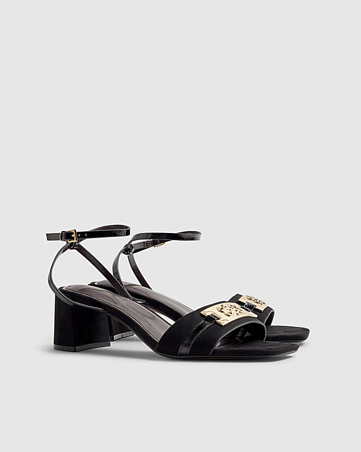 River Island Black Trim Block Heel Sandals