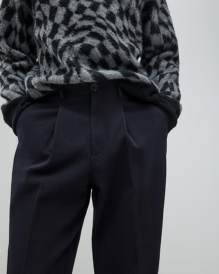 River Island Black Twill Wide Leg Trousers