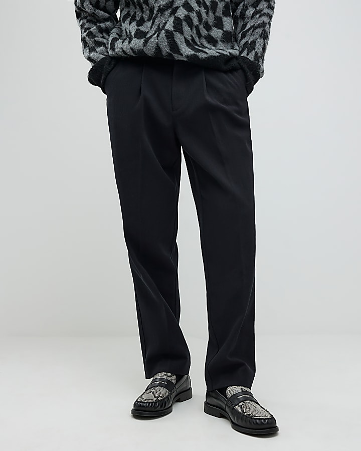 River Island Black Twill Wide Leg Trousers