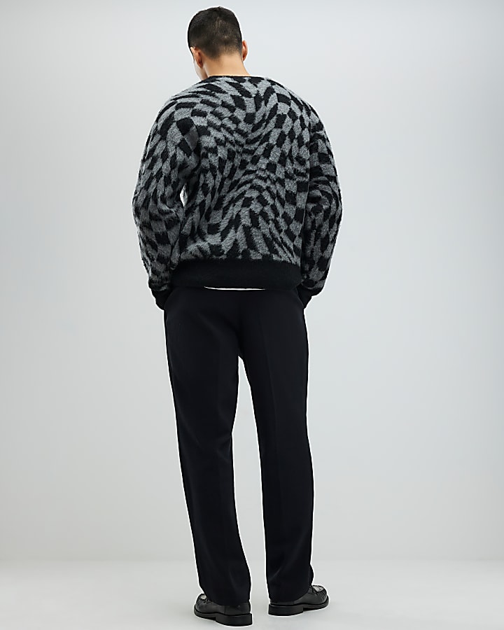 River Island Black Twill Wide Leg Trousers