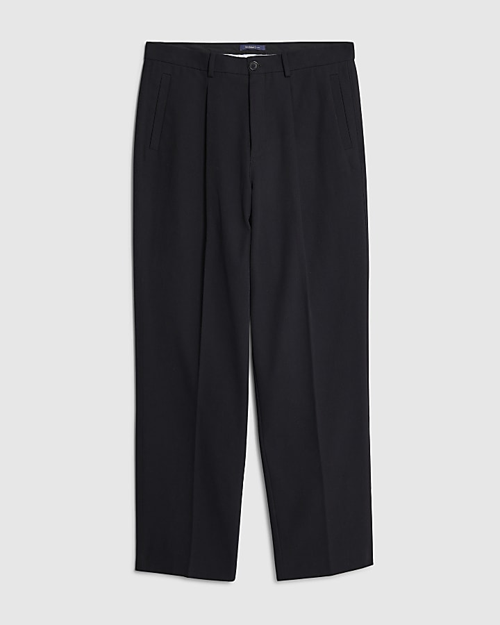 river island Black Twill Wide Leg Trousers
