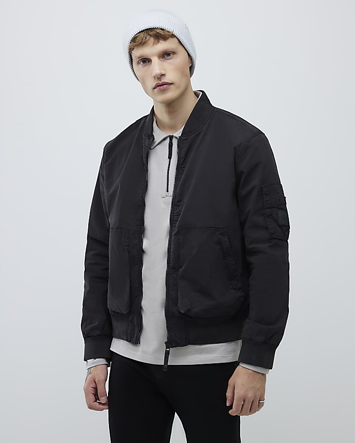 River Island Black Utility Bomber Jacket