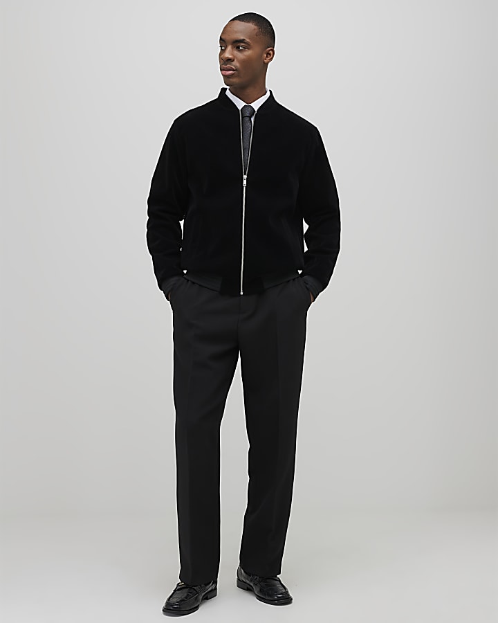 River Island Black Velvet Bomber Jacket