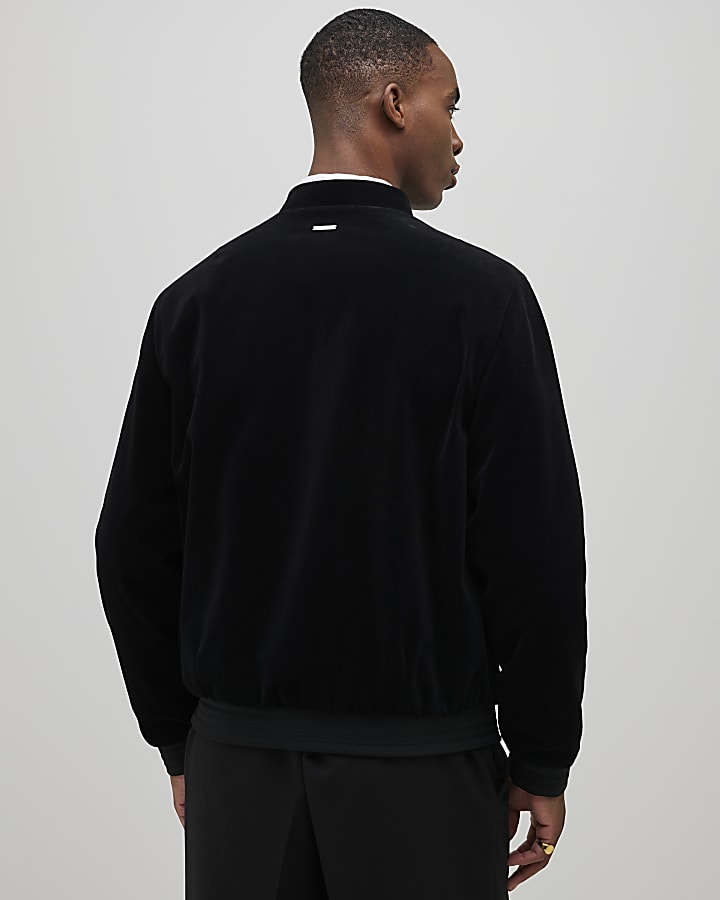 River Island Black Velvet Bomber Jacket