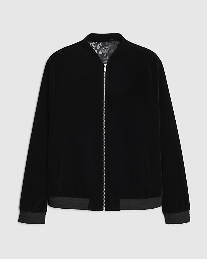 river island Black Velvet Bomber Jacket