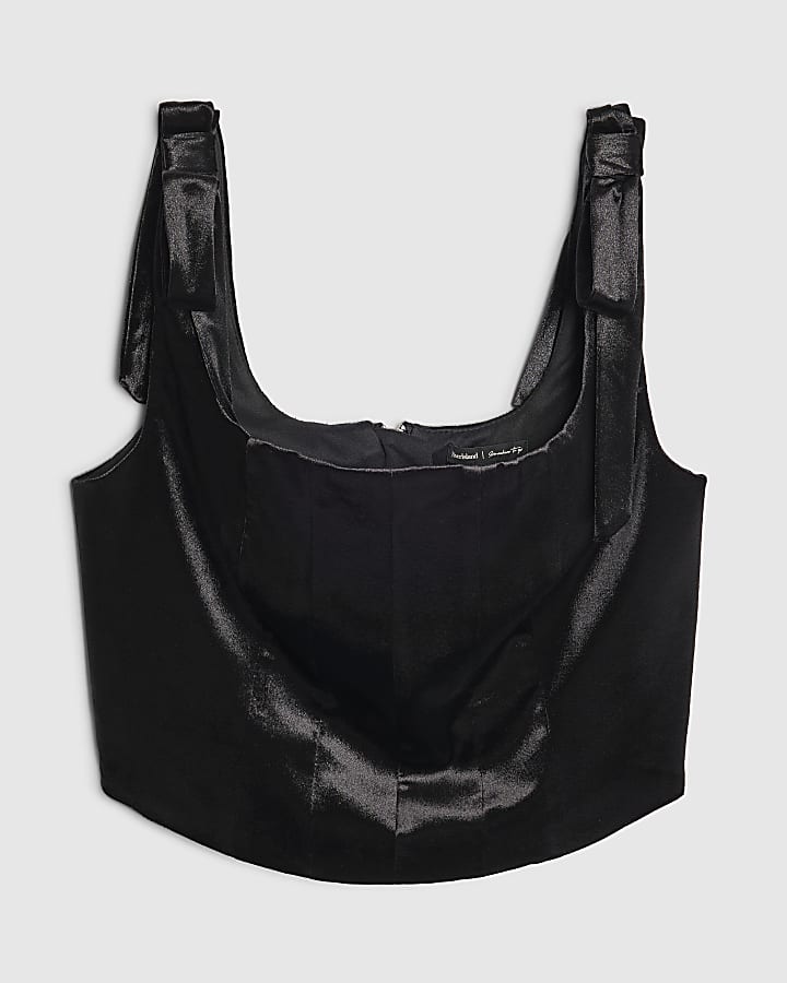 river island Black Velvet Sleeveless Corset Top