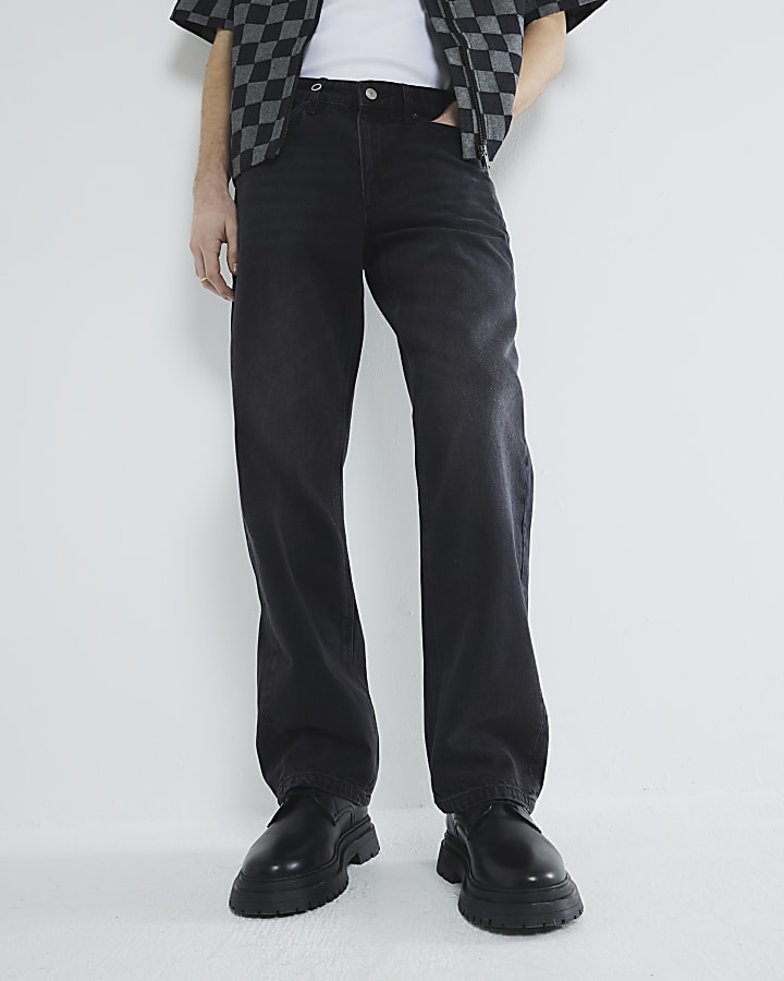 River Island Black Washed Loose Fit Jeans