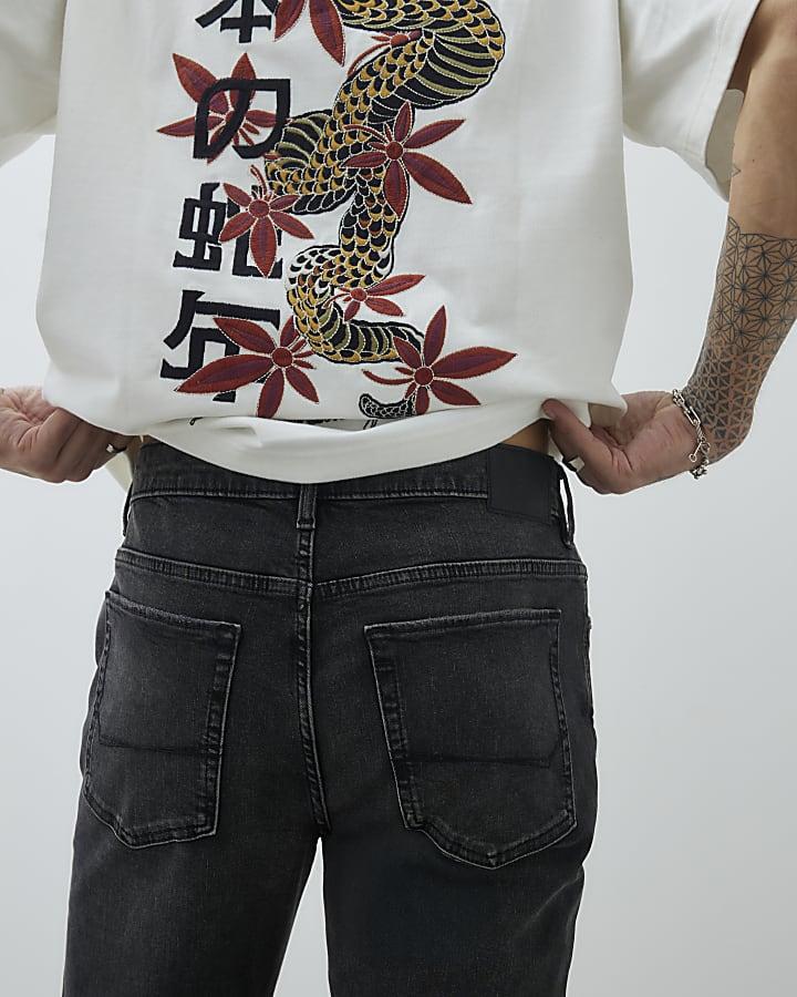 River Island Black Washed Slim Fit Jeans