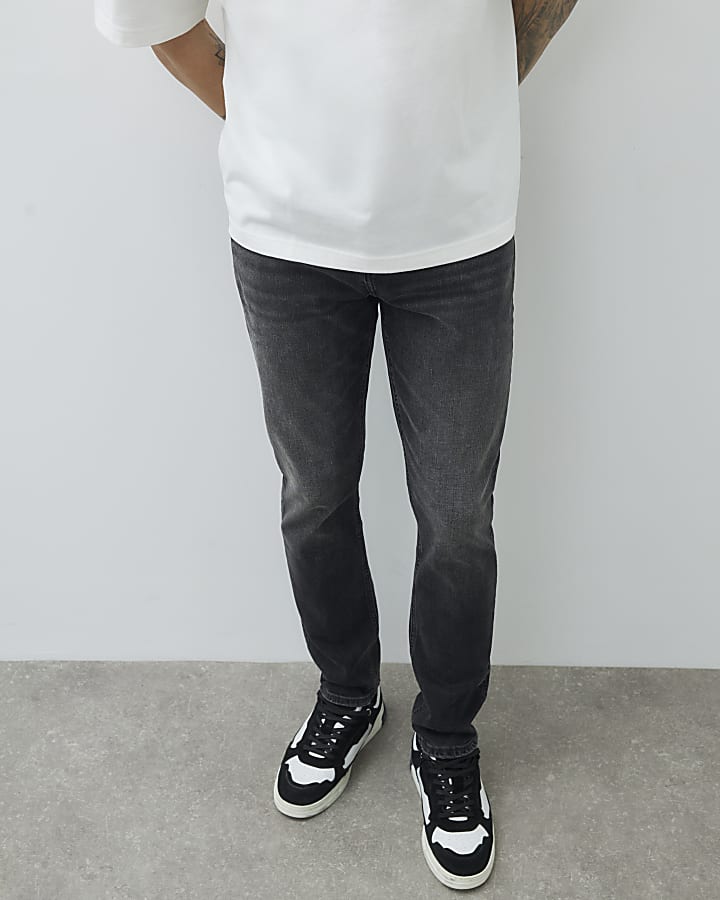 River Island Black Washed Slim Fit Jeans