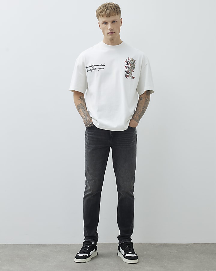 River Island Black Washed Slim Fit Jeans