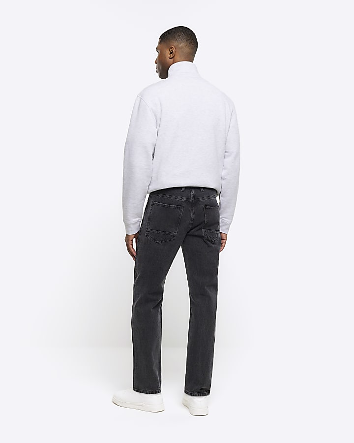 River Island Black Washed Straight Fit Jeans