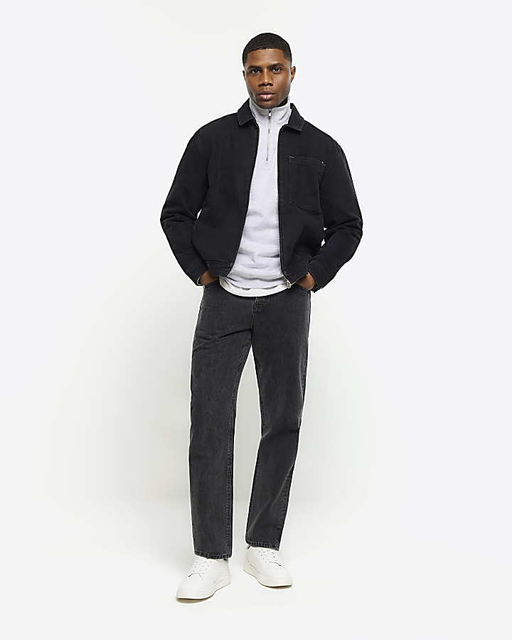 River Island Black Washed Straight Fit Jeans