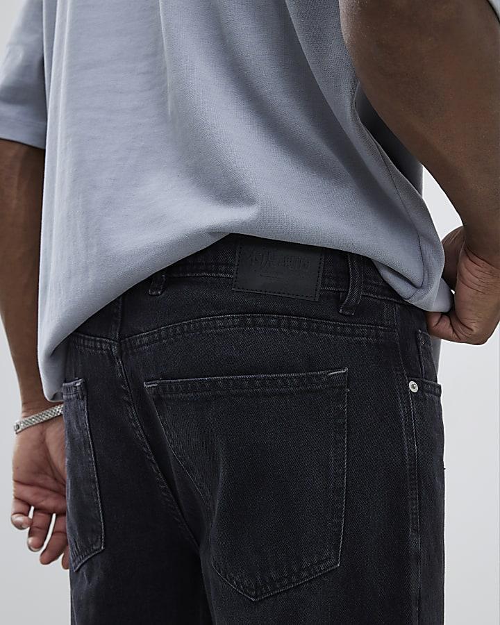 River Island Black Washed Straight Leg Jeans
