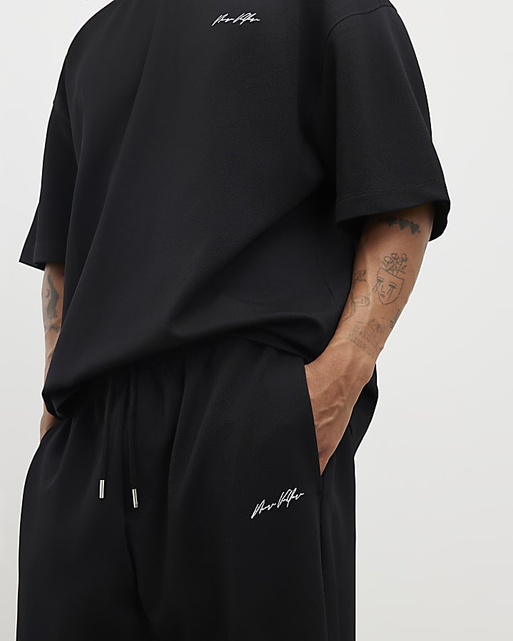 River Island Black Wide Leg Joggers