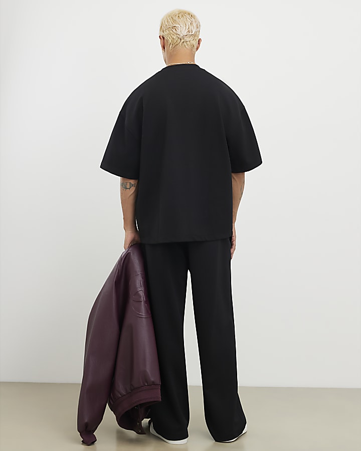 river island Black Wide Leg Joggers