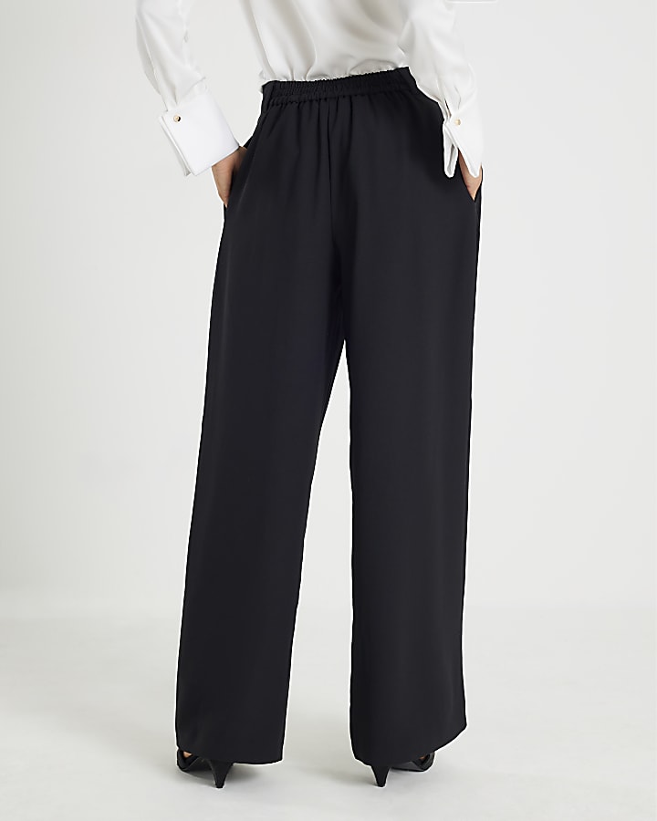 River Island Black Wide Leg Tailored Trousers