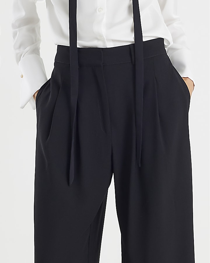 River Island Black Wide Leg Tailored Trousers