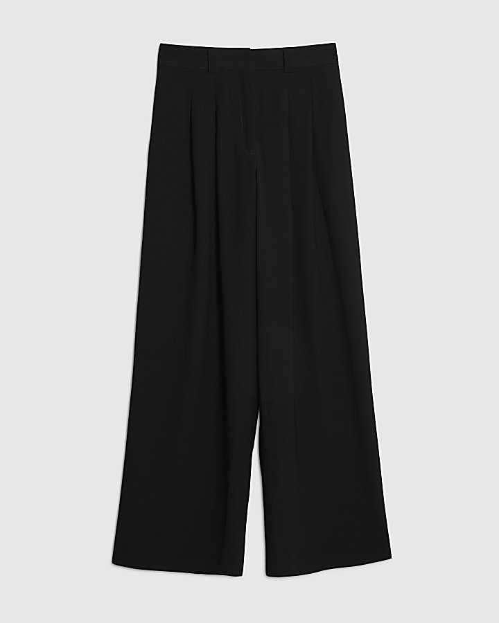 river island Black Wide Leg Tailored Trousers