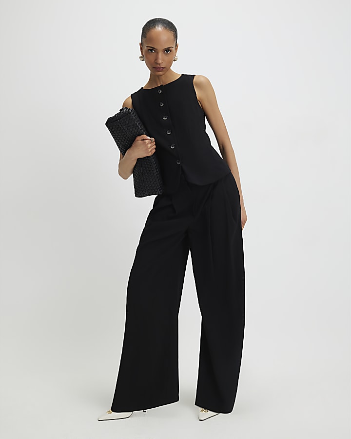 River Island Black Wide Leg Trousers