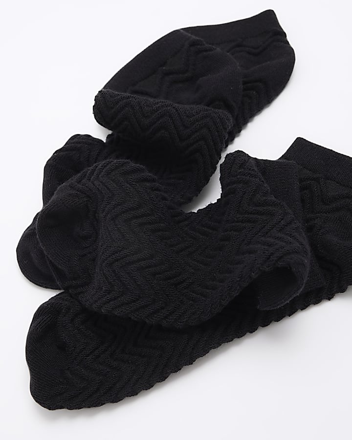 River Island Black Zig Zag 2 Pack Trainer Socks